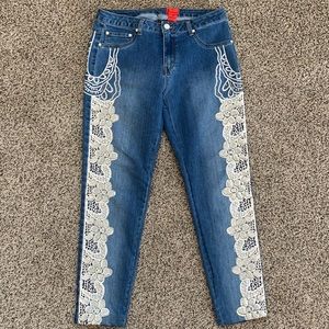 V Cristina Cropped Skinny Jeans with Appliqués 8